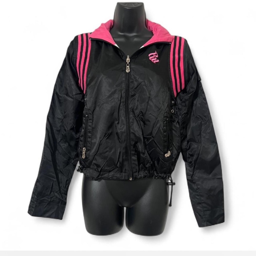 Rocawear Reversible Y2K Pink Black Puffer Jacket Logo Zip Up